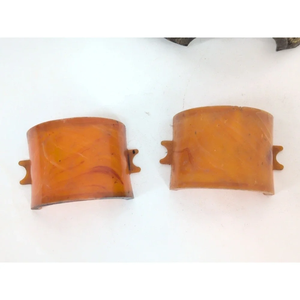 Pair Of DRAWER PULL ART DECO BOW BUTTERSCOTCH BAKELITE WATERFALL DRESSER Antique